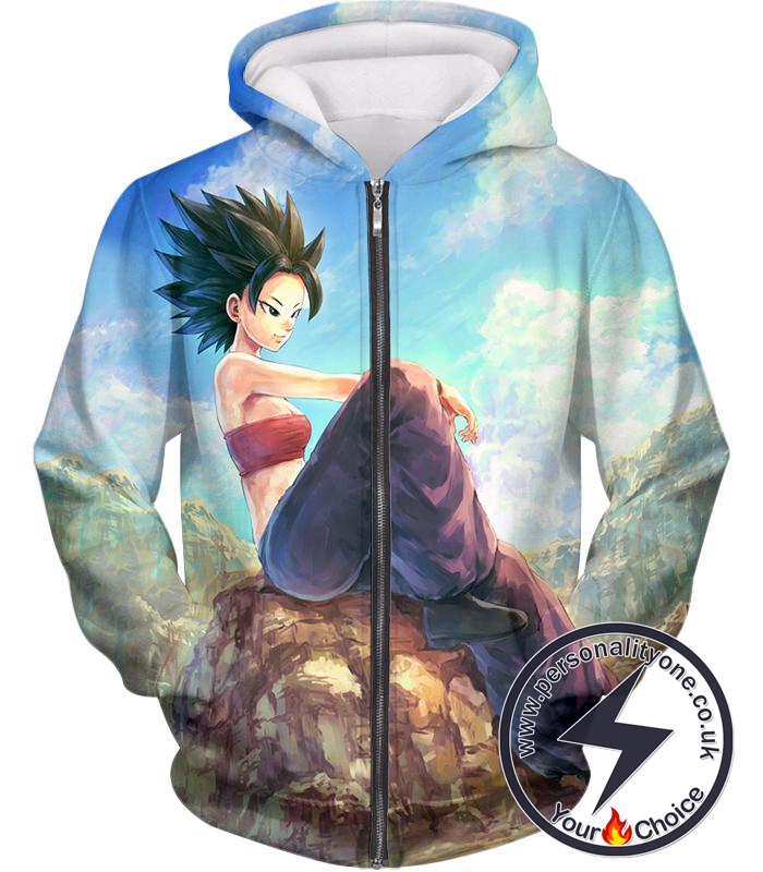 Dragon Ball Super Super Cool Female Universe 6 Saiyan Caulifla Awesome Zip Up Hoodie